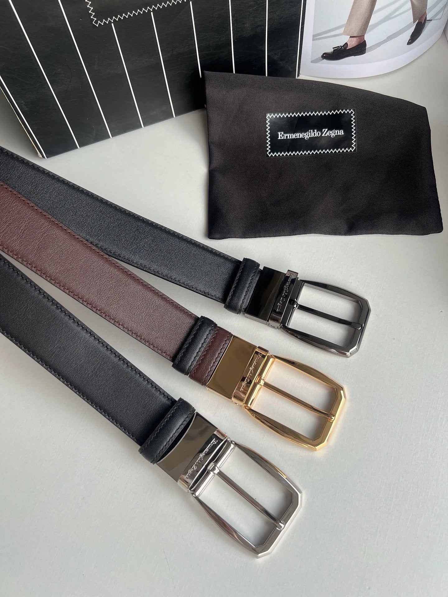 Zegna Belt Top version Original Imported Calf Leather Belt for Business Men Pant Belt3.5CM Belt Double-Sided Dual-Use Men's Needle Belt Suitable for Men's Business Double-Sided Cowhide Classic Belt Gift Box Packaging Ferragamo Montblanc Kuqi