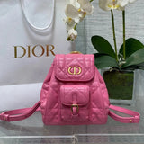 Dior Travel Bag Top version 【Surrogate Shopping Grade Original Leather Matching Leather】Synchronous Packaging24Autumn and Winter New Caro Backpack Rattan Plaid Women's Schoolbag Frog Backpack Women's Handbag Backpack mini Schoolbag Backpack Women's Bag