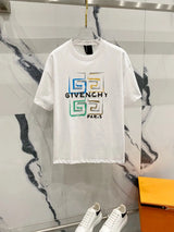 Givenchy T-shirt Colorful Letter Print on the Chest logo round Neck Short Sleeve25ss New Pure Cotton Unisex Style T Casual T-Shirt Base Layer Shirt OS Loose Fit Half Sleeve Top Plus Size