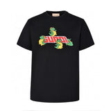 Gucci T-shirt Cartoon Letter Print on Chest logo round Neck Short Sleeve25ss New pure cotton T Unisex T-Shirt OS Loose Fit Base Shirt Top Half Sleeve T-Shirt
