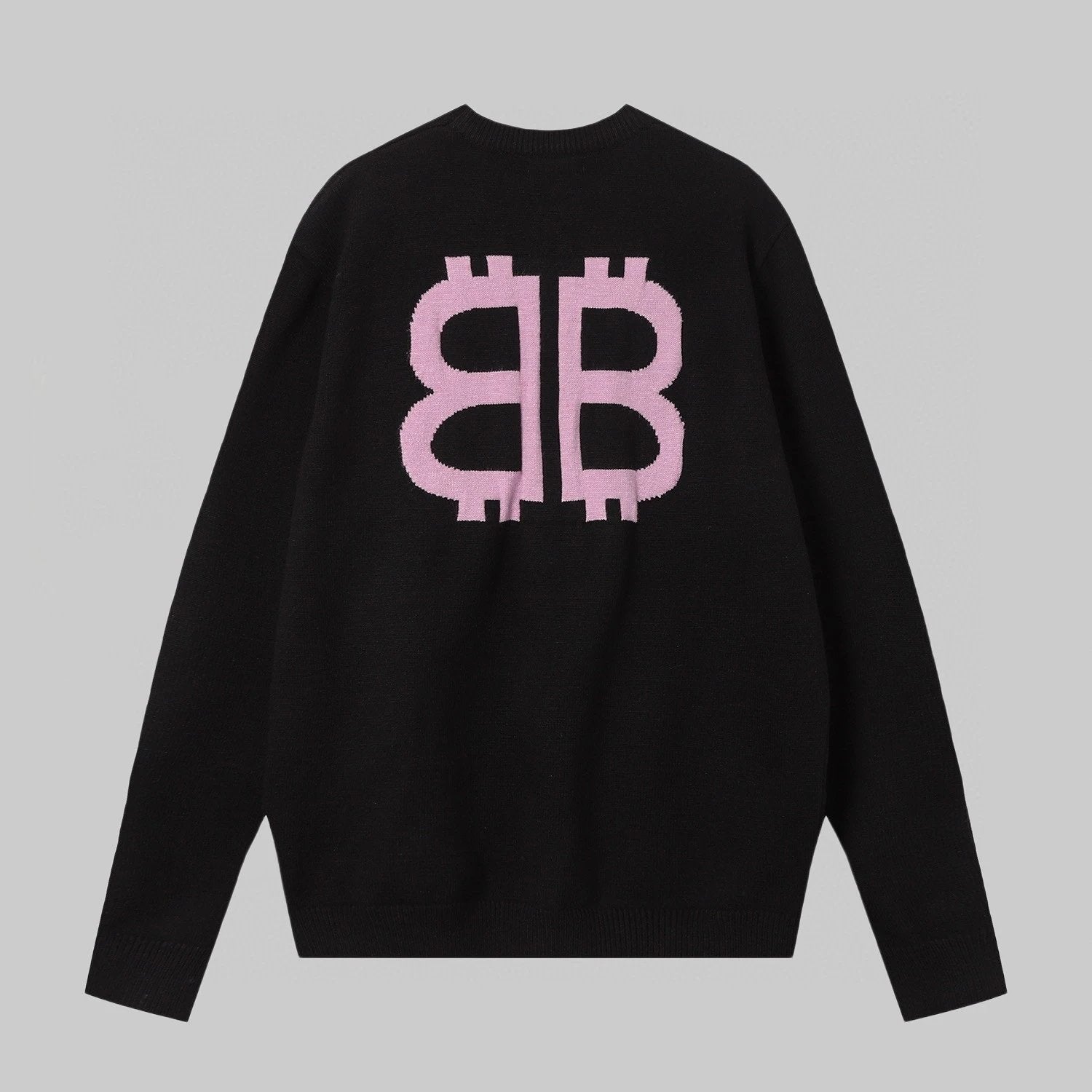 Balenciaga Sweater Double B Letter Crew Neck Knit Sweater Long Sleeve Pullover Unisex Thickened OS Loose Fit Top Versatile Casual Jacket Lazy Style