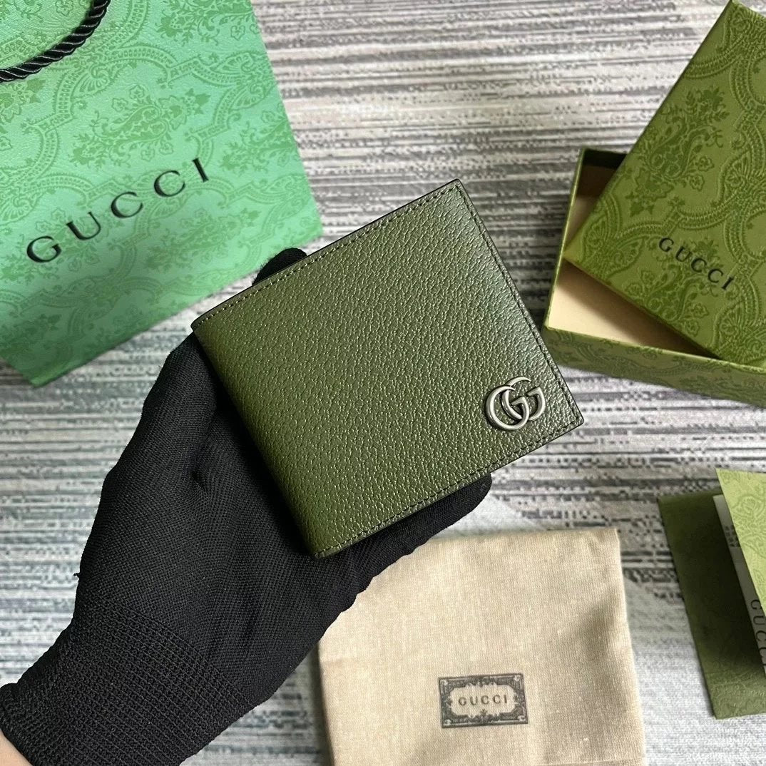 Gucci Wallet Top version 【**Original Factory】Marmont Series Cowhide Bi-Fold Wallet Men's Short Wallet Fold Short Wallet Wallet Men's and Women's Wallet428726