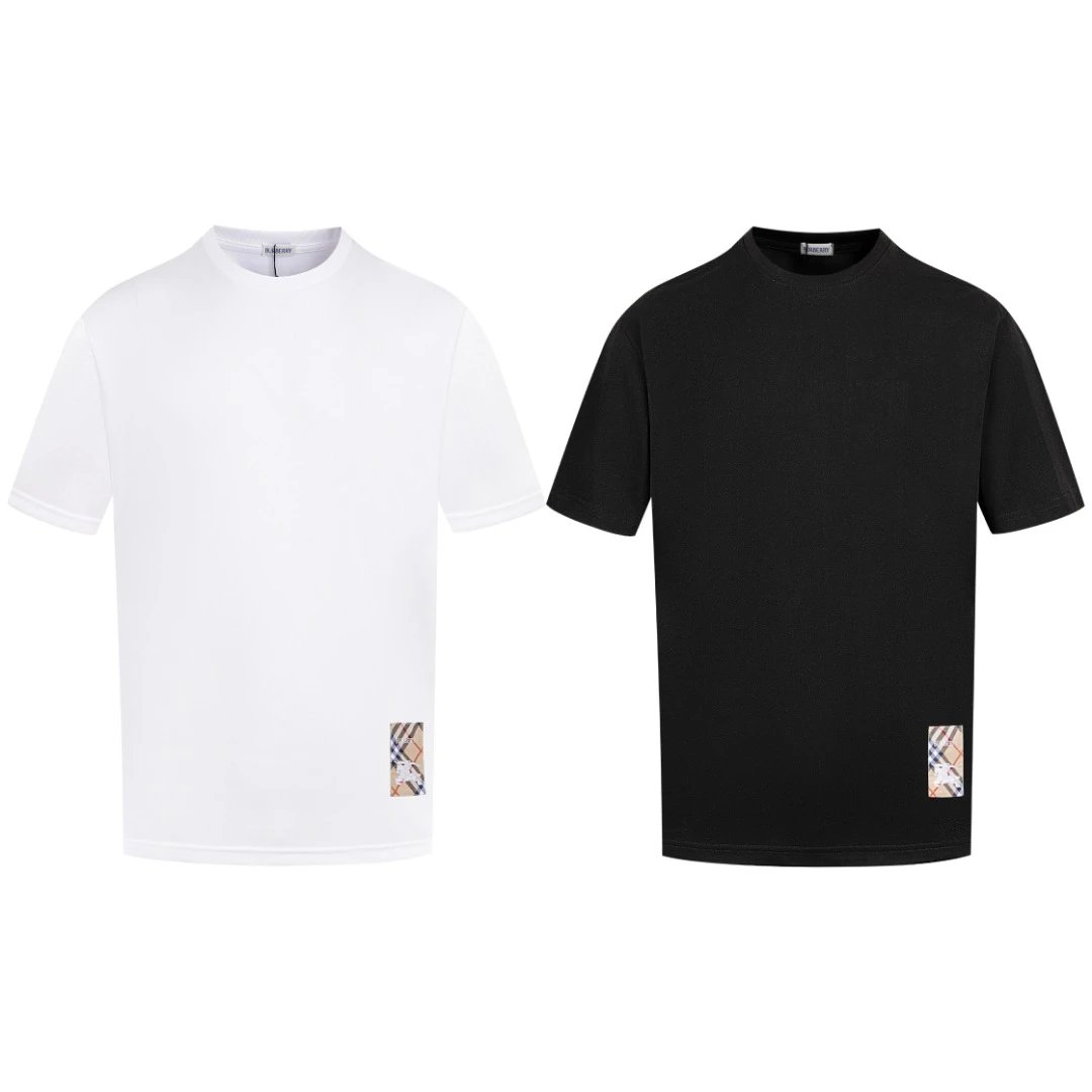 Burberry T-shirt Front Plaid Embroidery logo round Neck Short Sleeve25ss New Pure Cotton Unisex Style T T-shirt OS Loose Fit Base Shirt Top Half Sleeve T-Shirt
