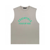 ESSENTIALS T-shirt Top Version American Couple20Double Line Letter Silicone Vest Bottoming Shirt Fashion