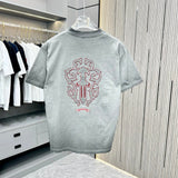 Chrome Hearts T-shirt Back Pattern Spray Painting Embroidery logo round Neck Short Sleeve25ss New pure cotton T Unisex T-Shirt OS Drop Shoulder Loose Fit Base Shirt Top T-Shirt Short Sleeve