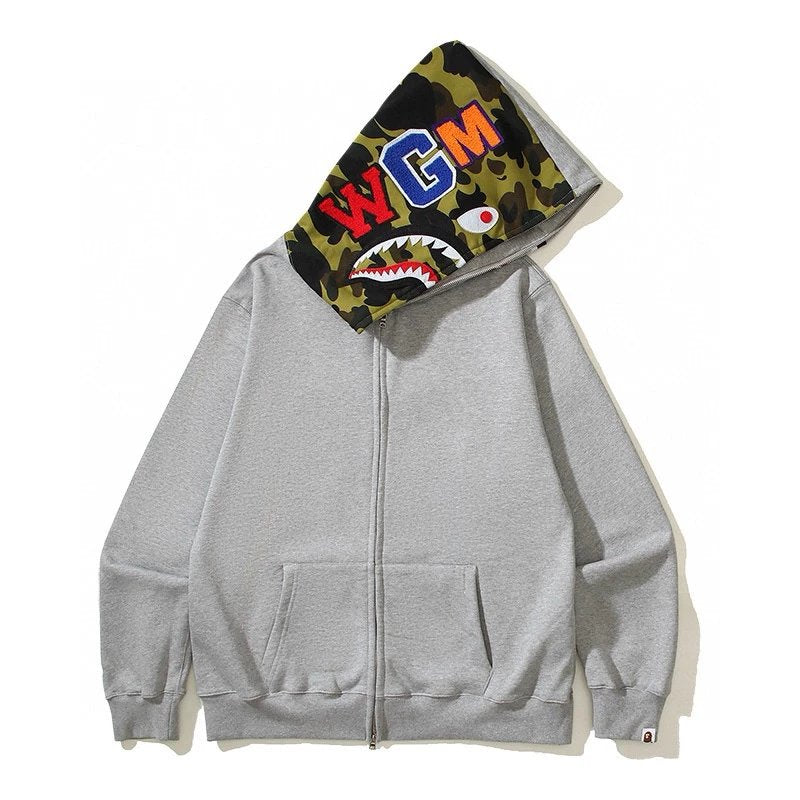 Bape Hoodie Top Version Japanese Style Fashion Brand Classic Shark Camouflage Hooded Sweater Hip Hop Style Loose Men and Women Couple Hoodie Coat