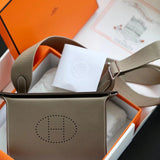 Hermes women's bag Top version Handmade Sewing VIDEPOCHES Import Togo+Hand-Knitted Cotton Shoulder Strap Crossbody Bag Made by Hand Videpoches Crossbody Bag Men's Bag