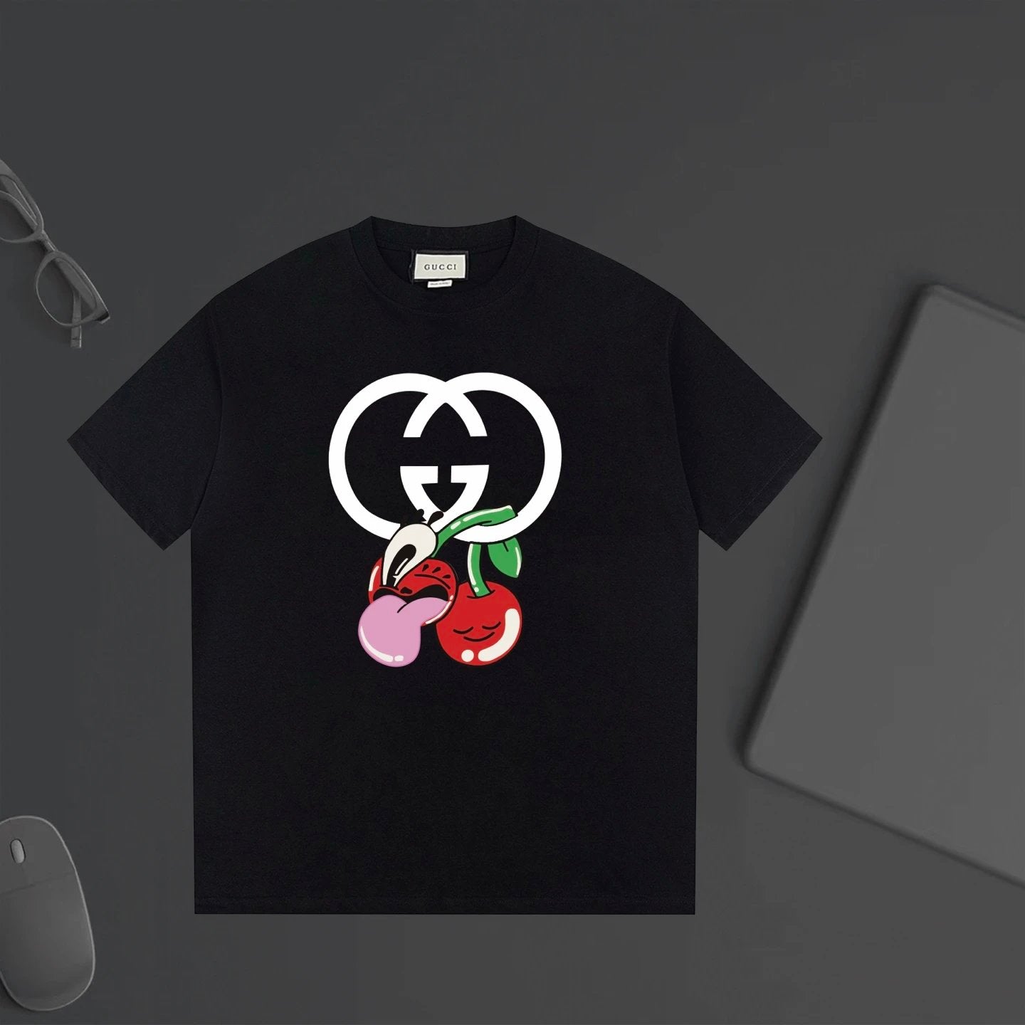 Gucci T-shirt Cartoon Double Chest G Printing logo round Neck Short Sleeve25ss New pure cotton T Unisex T-Shirt OS Loose Fit Base Shirt Top Half Sleeve T-Shirt