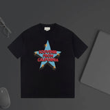 Gucci T-shirt Five-pointed Star Print on the Chest logo round Neck Short Sleeve25ss New Pure Cotton Unisex Style T T-shirt OS Loose Fit Base Shirt Top Half Sleeve T-Shirt