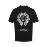 Chrome Hearts T-shirt Back with Sanskrit Embroidery logo round Neck Short Sleeve25ss New Pure Cotton Unisex Style T T-shirt OS Loose Fit Base Shirt Top Half Sleeve T-Shirt