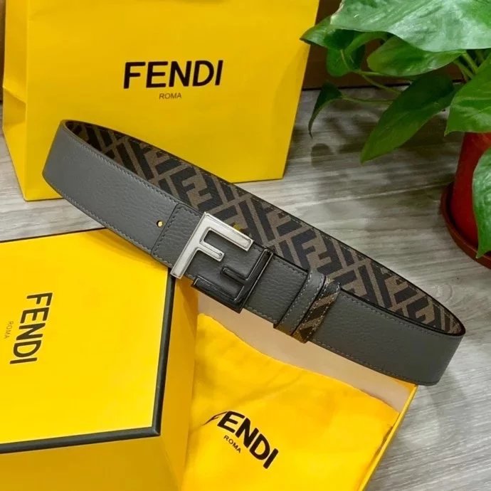 FENDI Belt Top version In Stock High Quality Genuine Leather New Men's Belt Fashion All-Match Casual Little Monster Double F Letter Belt