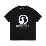 Louis Vuitton LV T-shirt Chest Portrait Jacquard logo round Neck Short Sleeve25ss New Pure Cotton Unisex Style T T-shirt OS Loose Fit Base Shirt Top Half Sleeve T-Shirt