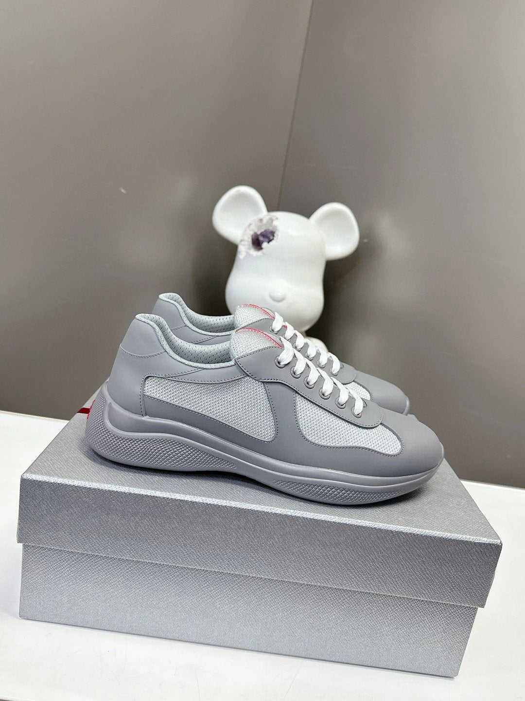 PRADA Shoes 2024New Mesh Stitching Breathable Couple Genuine Leather Sneaker