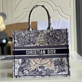 Dior Women's Bag Top version Same Style as Stars2023New Product BookTotemini Tote Bag Houndstooth Mini Small Sized Large Canvas Embroidered Shopping Bag Handbag Shoulder Bag Women's Bag