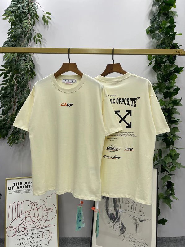 OFF-White T-shirt Top Version Counter Same Style Cotton Short Sleeve T T-shirt Men's and Women's Loose Summer Base Casual Half Sleeve