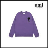 Ami Sweater Knitwear Classic round Neck Big Heart Jacquard Pullover Sweater Loose and Idle Sense Casual Couple Outfit-CY
