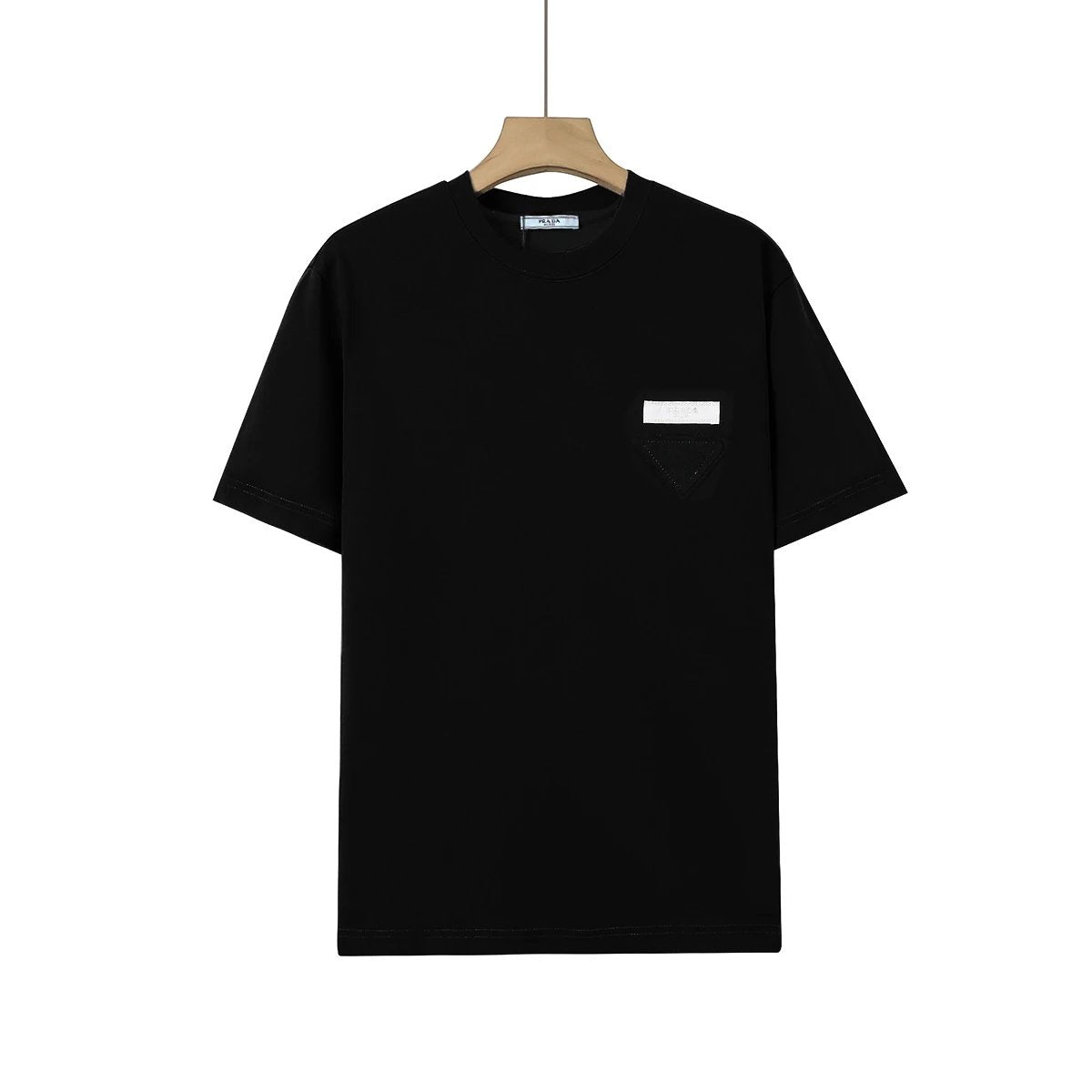 PRADA T-shirt Front Triangle Patch Embroidery logo round Neck Short Sleeve25ss New Pure Cotton Unisex Style T T-shirt OS Loose Fit Base Shirt Top Half Sleeve T-Shirt