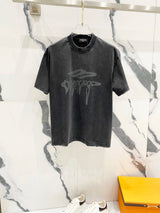 Balenciaga T-shirt Chest Letter Print logo round Neck Short Sleeve25ss New Pure Cotton Unisex Style T Casual T-Shirt Base Layer Shirt OS Loose Fit Half Sleeve Top Plus Size