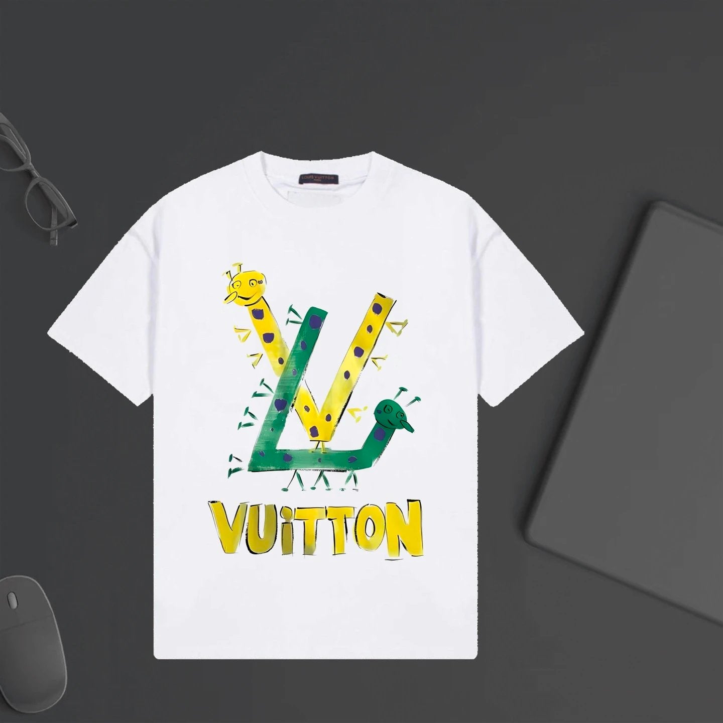 Louis Vuitton LV T-shirt Front Color-Block Letter Print logo round Neck Short Sleeve25ss New Pure Cotton Unisex Style T T-shirt OS Loose Fit Base Shirt Top Half Sleeve T-Shirt