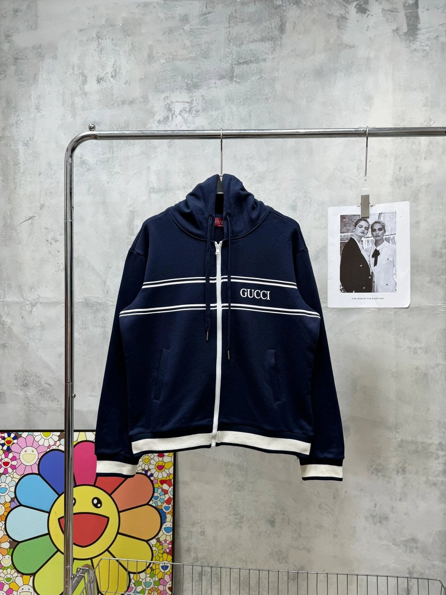 Gucci Hoodie Horizontal Line Letter Print Hooded Jacket Casual Loose Zipper Hoodie Jacket Sportswear os Unisex Cardigan Sweatshirt24ss Autumn and Winter New Products