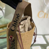 Chloe Bag Top version 2022Spring and Summer-New Rattan Weave Bag SmallWoodyBasket Vegetable Basket Bucket Bag Woven Bag Small Size Woody Cabas Bag Accessories Woody Ribbon Crossbody Shoulder Bag New Women's Bag