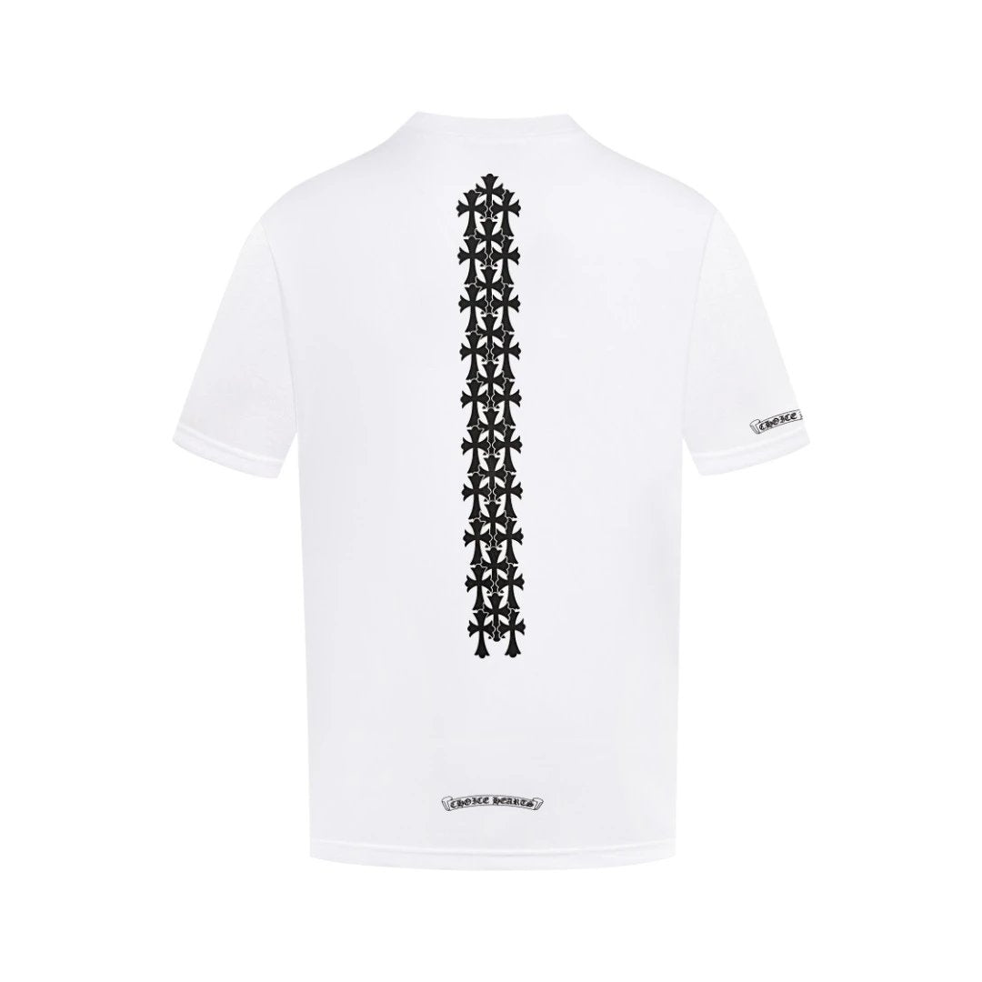 Chrome Hearts T-shirt Align the back upright logo round Neck Short Sleeve25ss New pure cotton T Unisex T-Shirt OS Drop Shoulder Loose Fit Base Shirt Top T-Shirt Short Sleeve