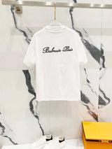 Balmain T-shirt Front and back brand letter embroidery logo round Neck Short Sleeve25ss New pure cotton T Unisex T-Shirt OS Drop Shoulder Loose Fit Base Shirt Top T-Shirt Short Sleeve
