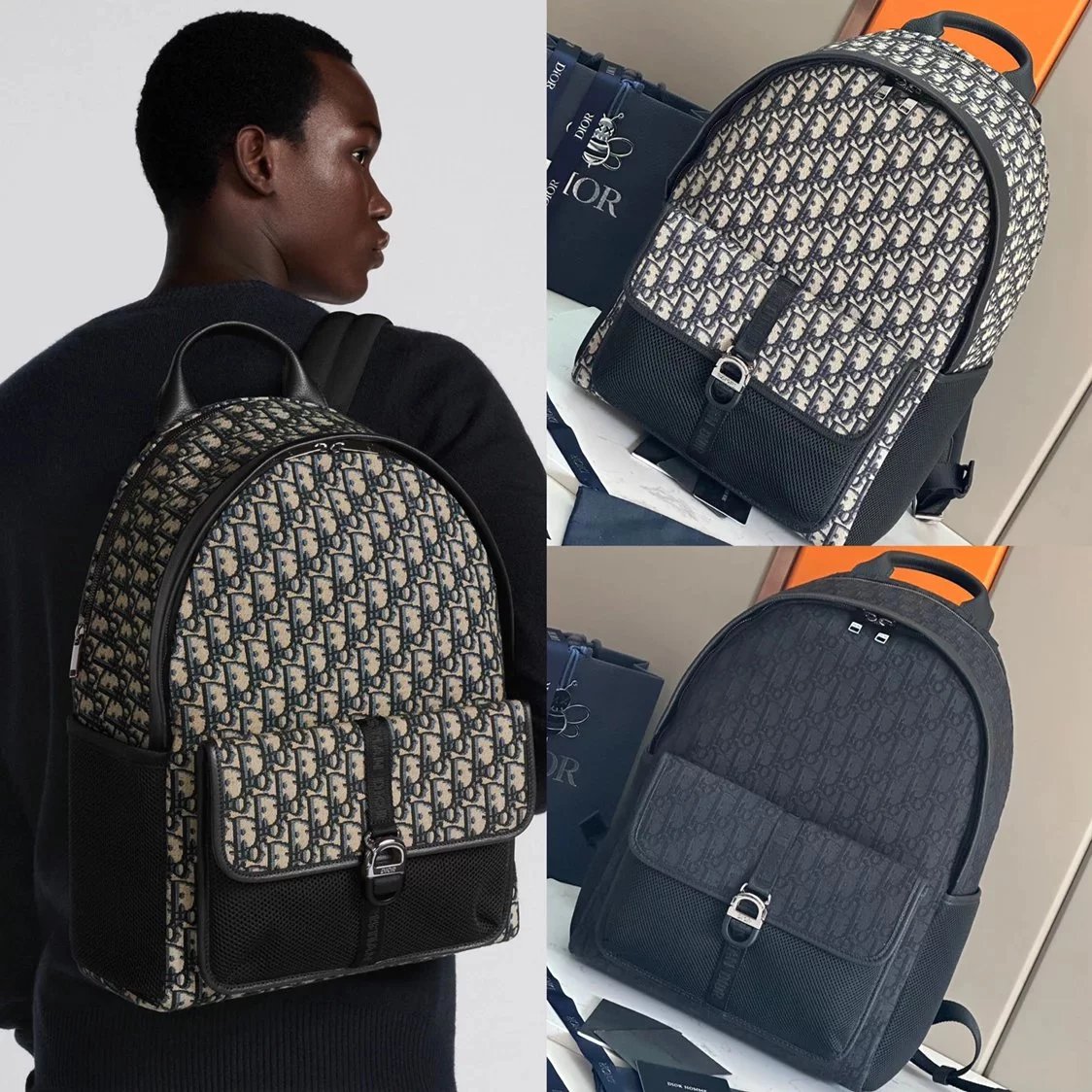 Dior Backpack Top version 24Spring New8Presbyopic Printed Backpack School Handbag Men and Women Same Style dio Backpack Backpack