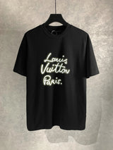 Louis Vuitton LV T-shirt Front and Back Creative English Letter Print logo round Neck Short Sleeve25ss New pure cotton T Unisex T-Shirt OS Loose Fit Base Shirt Top Half Sleeve T-Shirt