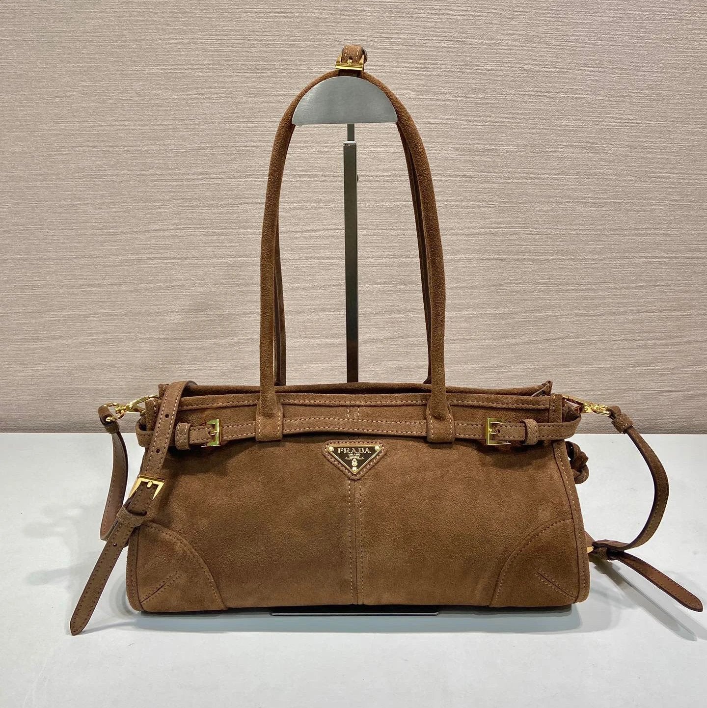 PRADA Bag Top version Latest LusSolf Oil Wax Leather Small Size Long Handle Crossbody Bag Shoulder Bag Handbag Hand Bag Underarm Bag Women's Bag1BA426Small Size