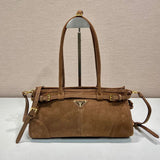 PRADA Bag Top version Latest LusSolf Oil Wax Leather Small Size Long Handle Crossbody Bag Shoulder Bag Handbag Hand Bag Underarm Bag Women's Bag1BA426Small Size