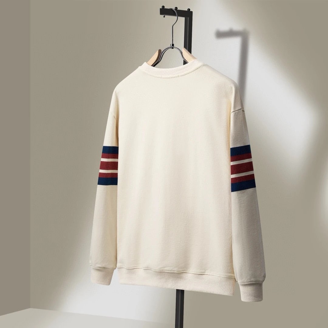 Gucci Hoodie Striped Print on the Chest logo Round Neck Sweatshirt Long Sleeve Base Shirt Jacket Top Fashion Unisex Sports Casual Loose Fit Versatile Autumn Winter New Arrival