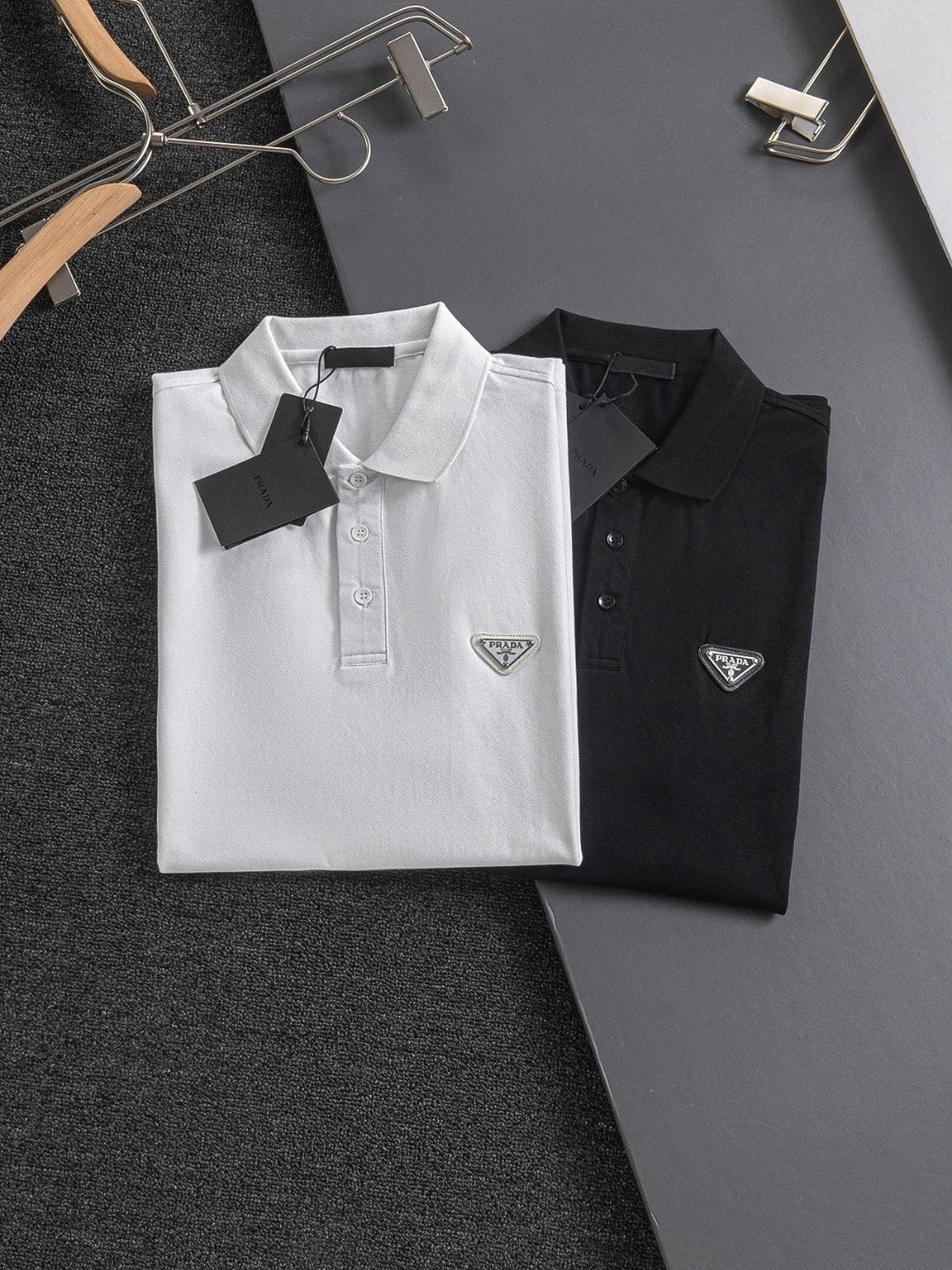 PRADA T-shirt Chest Triangle Mark logo Labeling POLO Shirt Lapel Short Sleeve25ss New Unisex Commuter Short Sleeve Summer Loose Fit T Business Shirt Plus Size T-Shirt