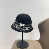 Celine Hat Cherry decoration logo Fisherman Hat Casual Sun Protection Outdoor Versatile UV Protection Plain Face Covering Sun Hat Flat Top Bucket Hat