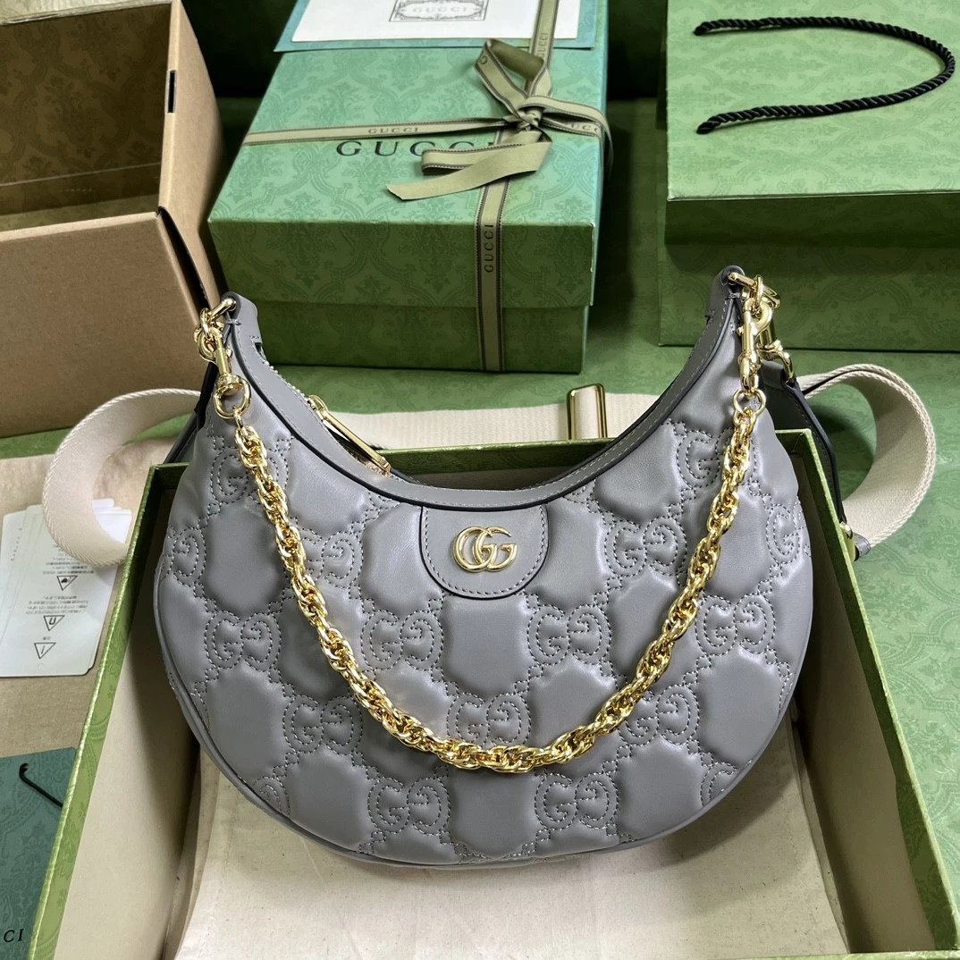 Gucci Women's Bag Top version 【New Arrival】MatelasséMini Small Sized Handbag73973673970923Early Autumn New Collection Moon Bag Shoulder Bag Messenger Bag Chain Bag Messenger Bag Women's Bag Baguette Bag