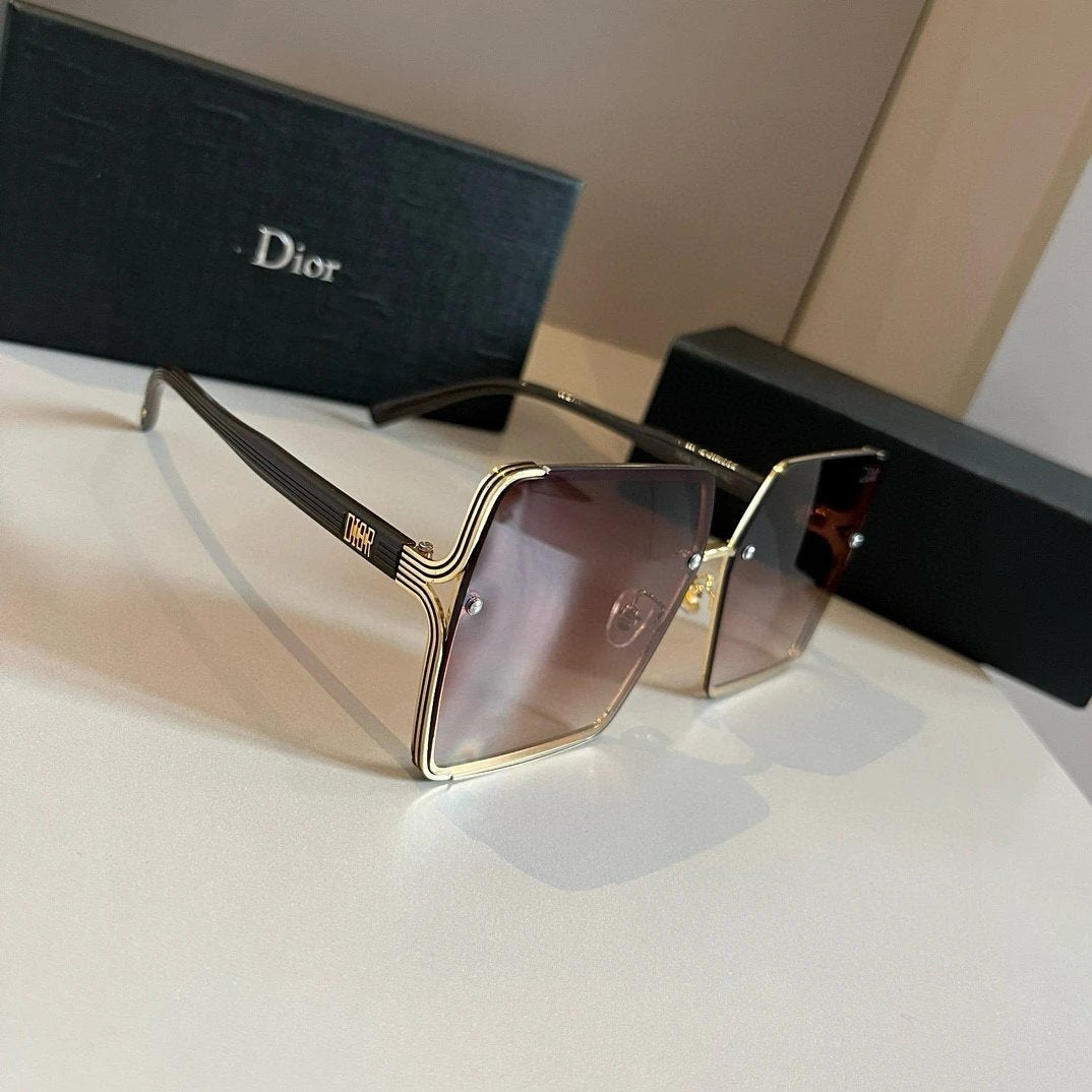 Dior Sunglasses Square Frame Sunglasses Slimming Non-Prescription Driving Beach Fishing Unisex Couple Style UV Protection25ss New Sports Casual Versatile