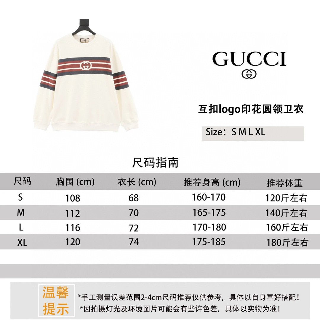 Gucci Hoodie Interlocking logo Printed Crew Neck Sweatshirt Same Style for Men and Women