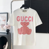 Gucci T-shirt Bear Embroidery on the Chest logo round Neck Short Sleeve25ss New Pure Cotton Unisex Style T T-shirt OS Loose Fit Base Shirt Half Sleeve T-Shirt Top Half Sleeve