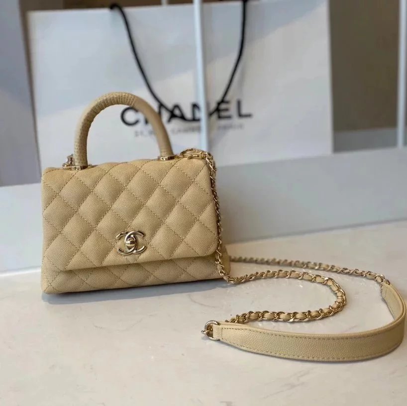 Chanel Women's Bag Top version 【Kowloon Leather Goods**Original Leather】Home New cocohandle Stewardess Bag Shoulder Crossbady Handbag Clutch Caviar Cattle Leather Bag