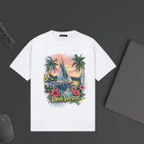 Louis Vuitton LV T-shirt Chest Sailboat Landscape Print logo round Neck Short Sleeve25ss New Pure Cotton Unisex Style T T-shirt OS Loose Fit Base Shirt Half Sleeve T-Shirt Top Half Sleeve