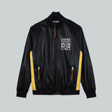 LOEWE Jackets Zipper Stand Collar Leather Jacket Coat Unisex Autumn Winter New Sports Casual Loose Versatile