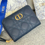 Dior Women's Bag Top version 【Highest Version Original Leather】New Ladies Card Holder CaroDandelion Card Clamp Short Wallet Wallet Zipper Wallet Men's Wallet Women's Wallet Size Applicable Wallet Coin Purse Card Holder