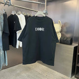 Dior T-shirt Chest Letter Print logo round Neck Short Sleeve25ss New pure cotton T Unisex T-Shirt OS Loose Fit Base Shirt Top Half Sleeve T-Shirt