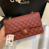 Chanel Women's Bag Top version 【Level Surrogate Shopping】New Classic CF Bag ClassicFlap2.55CF Medium25cm Original Leather Ball Pattern Caviar Diamond Chain Sheepskin Bag Shoulder Messenger Bag Women's Bag1112CF25cm Medium