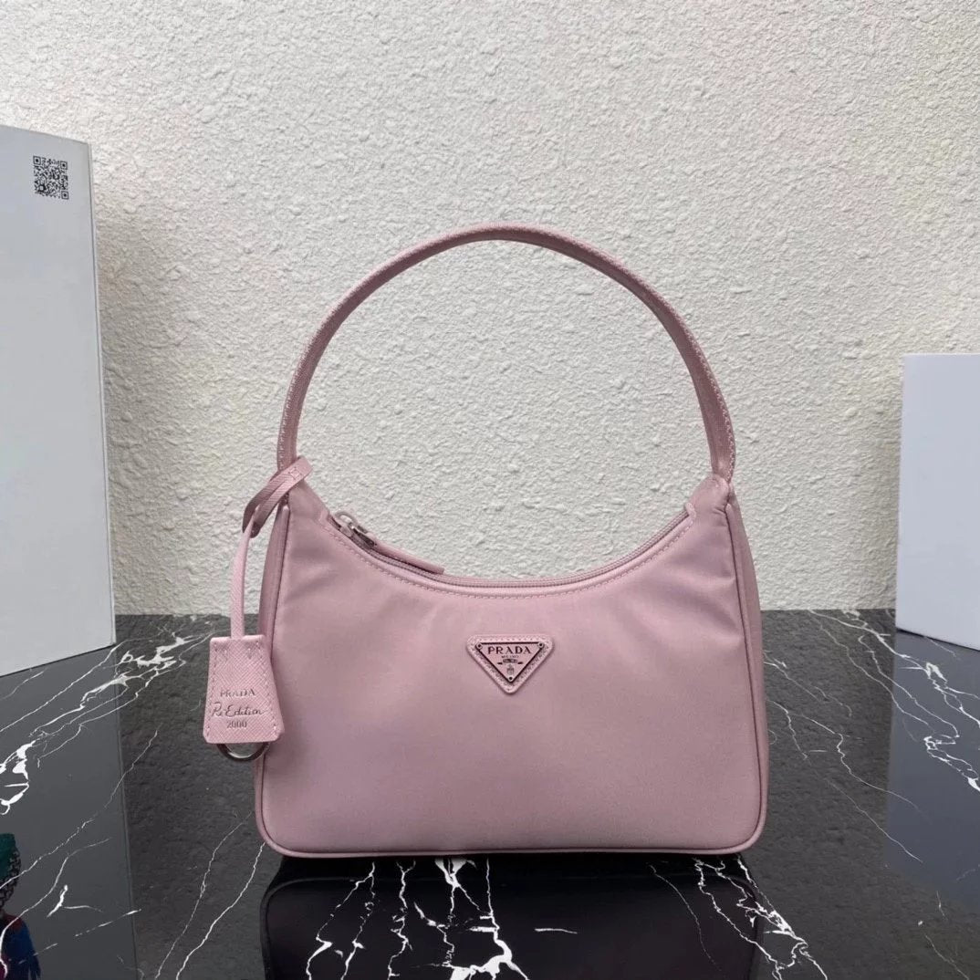 PRADA Bag Top version Original Order2020Re-Edition Autumn and Winter New Nylon Shoulder Girdle Hobo Nylon Shoulder Bag Underarm Bag Handbag Women's Bag2000