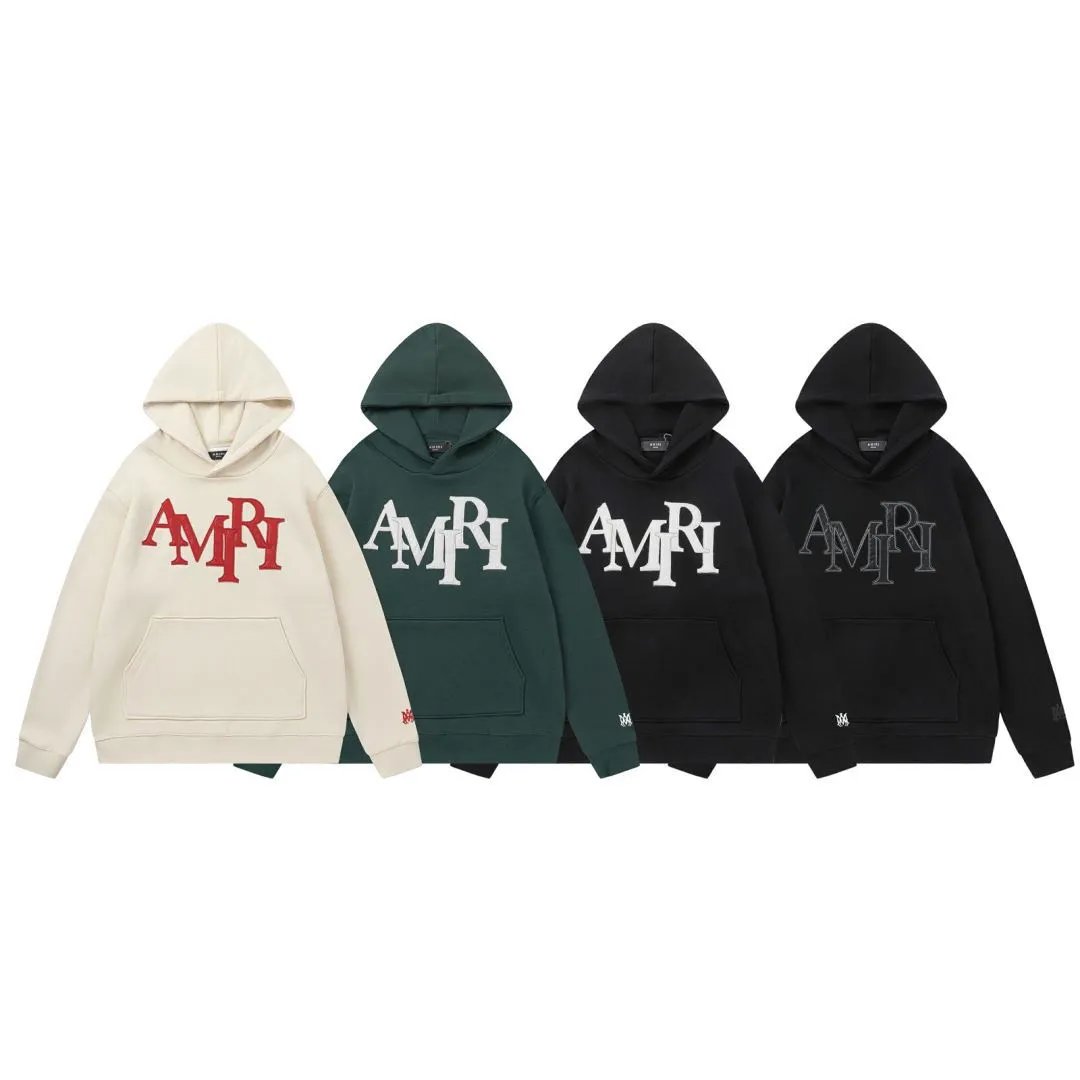 Amiri Hoodie 2024Autumn and Winter New Paste Cloth Embroidery Letter Pattern Hooded Sweater for Men and Women