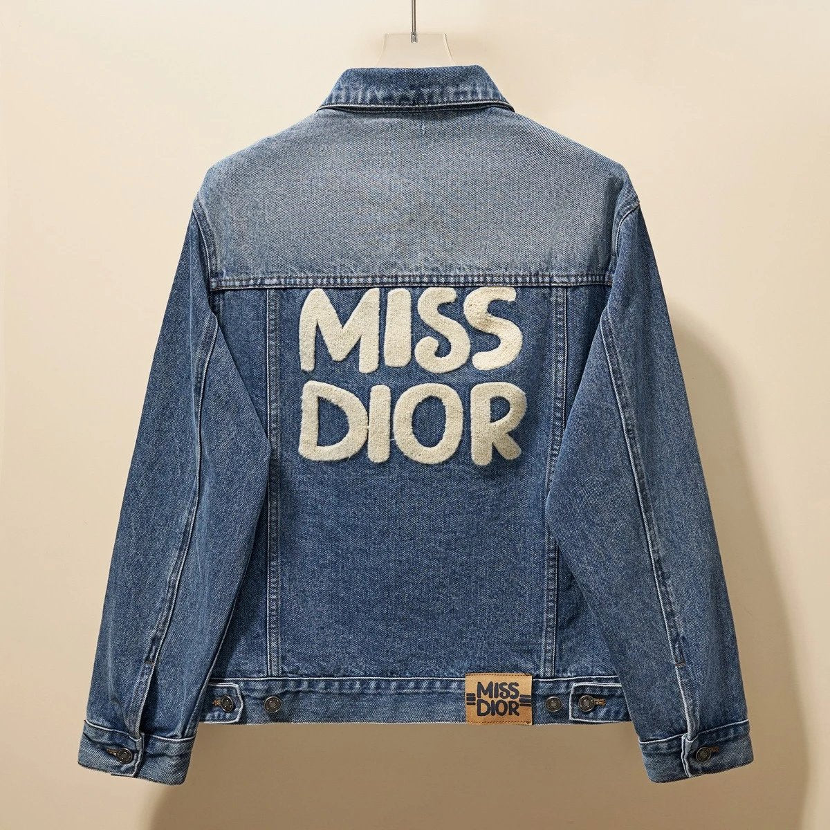 Dior Jackets Back Letter Towel Denim Jacket Fashion Simple Heavy Casual Unisex Washed Vintage Turn-down Collar Jacket