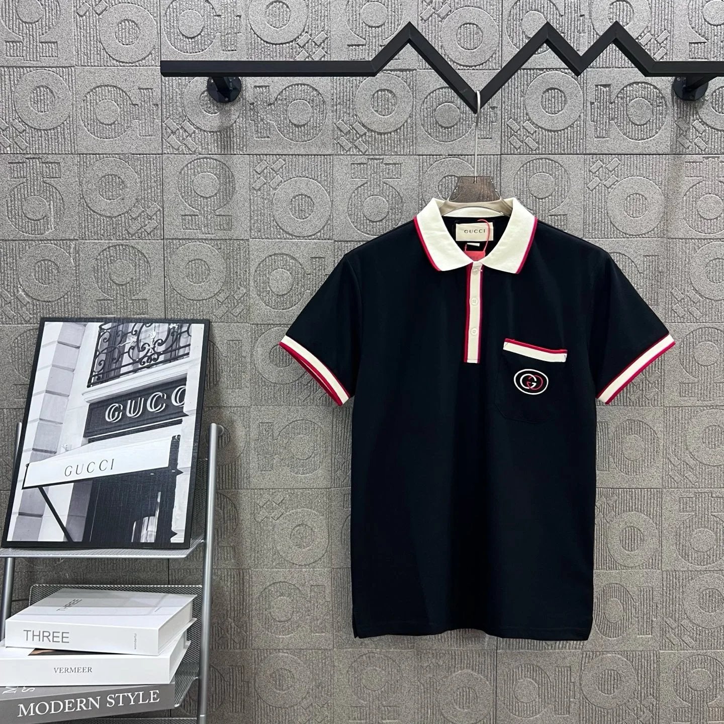 Gucci T-shirt Front Letter Ribbon with Mixed Color Collar logo Embroidery POLO Shirt Lapel Short Sleeve25ss New Unisex Summer Loose Short Sleeve T Business Commuter Short Sleeve Shirt Plus Size T-Shirt