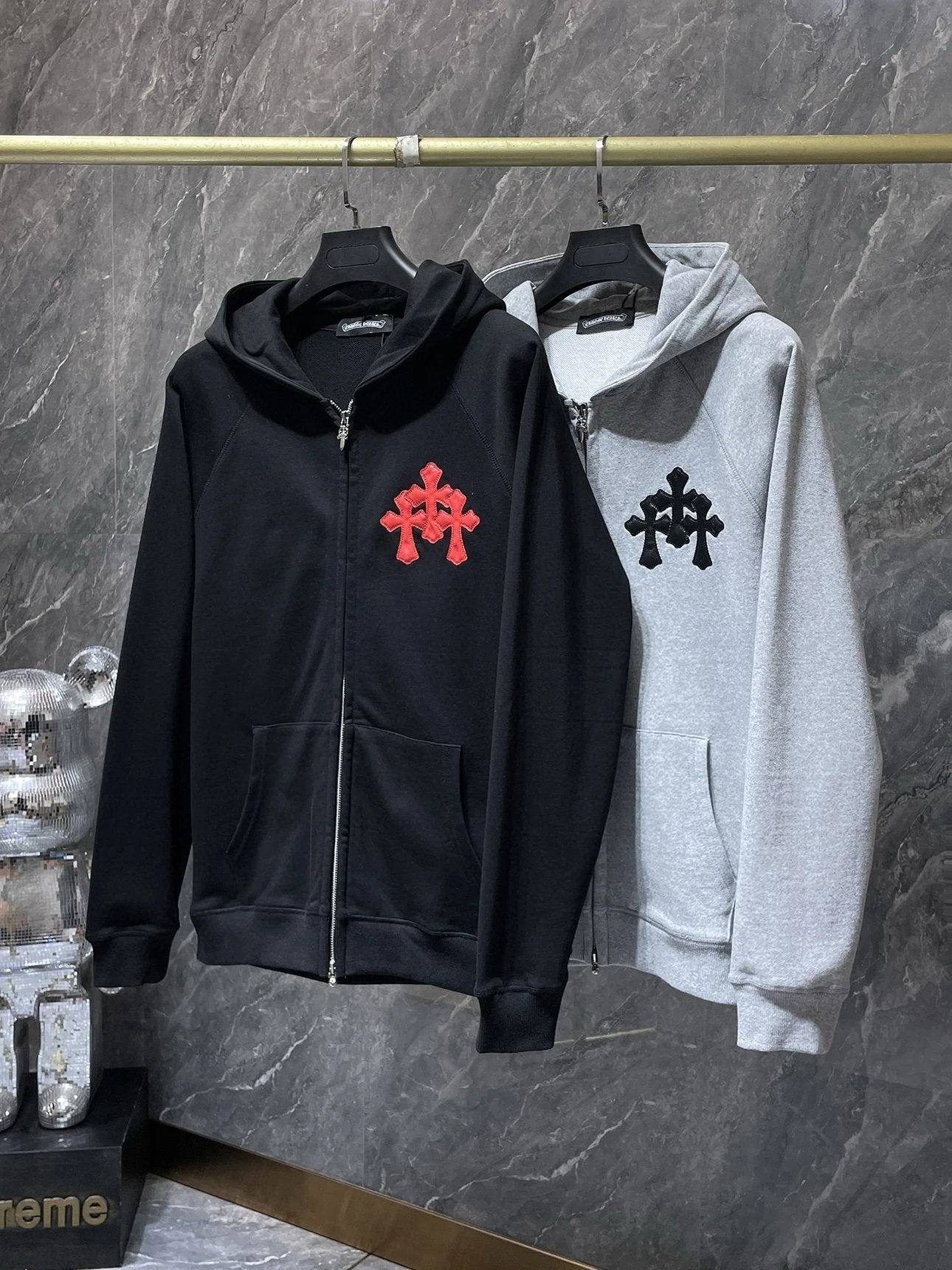 Chrome Hearts Hoodie Top Version Zipper Coat Counter Same Style Heavy New Casual Hooded Sweater Versatile Loose Hoodie Trendy Pure Cotton