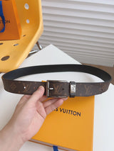 Louis Vuitton LV Belt Top version 【Counter Quality】The Most New Belt3.5cm Men's Belt Pin Buckle Men's Leather Belt with Classic Presbyopic Checkerboard Plaid Belt with Genuine Goods Packaging No Problem in and out of the Counter Versatile Casual Fashion F